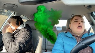 FART SPRAY PRANK WITH THE WINDOWS LOCKED ON MY GIRLFRIEND!! *FREEWAY SPECIAL*