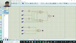 Merangkai gerbang empat masukan pada percobaan 3.4.3 Peta Karnaugh menggunakan simulasi porteus
