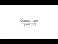 Comparison Operators in Python