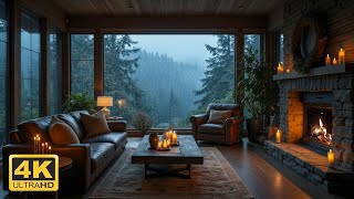 Rain Sounds for Sleeping 🌧️  Rainy Night in a Cozy Room Ambience with Soft Piano and Fireplace 🔥