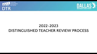 2022-2023 DTR Application Informational Video
