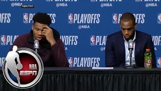 [FULL] Giannis Antetokounmpo on Bucks' Game 2 loss: 'We didn't show up tonight' | NBA on ESPN