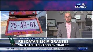 Rescatan a 120 migrantes que viajaban hacinados en tráiler