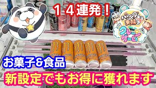 UFOキャッチャー お菓子＆食品１４連発！新設定でもお得に獲れる優良店です【パンダ先生夫婦のクレーンゲーム】