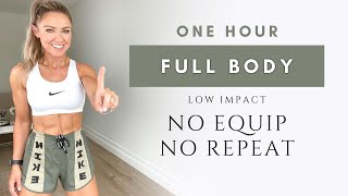 1 Hour FULL BODY WORKOUT at Home | No Repeat and Low Impact