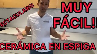 Como alicatar pared de cocina con cerámica en espiga. @molinsconstructionsolutions