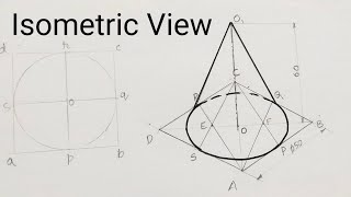 Isometric View Of a Cone: Base is on H. P