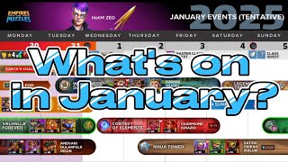 Empires \u0026 Puzzles January 2025 Calendar of Events what to expect from Small Giant this New Year?!.🫣🫣