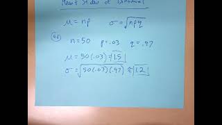 Statistics - Mean and Standard Deviation of Binomial