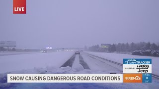 A look at road conditions on I-90 heading eastbound toward Spokane