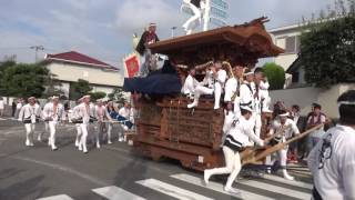 2016堺市美福連合だんじり祭り、試験曳き　野々井①やりまわし（平成28年9月22日）