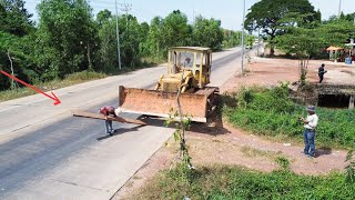 Amazing Extreme Skill operator CATERPILLAR bulldozer \u0026 Dump truck processing push soil delete Canal