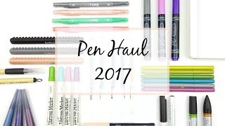 Pen Haul with Demos! | Stationery Supplies Haul 2017 | BUJO Supplies | New Brush Pens