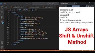JavaScript Arrays Shift and Unshift Method | JavaScript Tutorial in Hindi part 41
