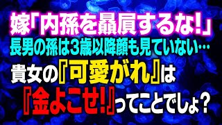 【スカッとする話】嫁「内孫を贔屓するな！」長男の孫は３歳以降顔も見ていない…貴女の『可愛がれ』は『金よこせ！』ってことでしょ？