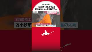 “秋雨前線”の影響で北海道各地で『大雨』 苫小牧市で3時間66ミリと2024年1番の雨 主要道路が冠水「車のタイヤの半分以上が水に浸かる」 低い土地の浸水や河川の増水・氾濫に警戒が必要