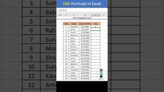 დღის ფორმულა Excel-ში #excel #exceltips #exceltutorial #msexcel #msexcelfullcourse #microsoftexcel