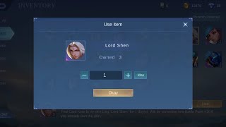 MLBB LING LORD SHEN SKIN TRIAL CARD