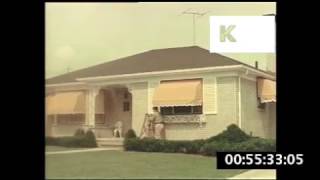 1940s, 1950s USA Suburbia, Supermarket, Newspaper Delivery, Colour Footage