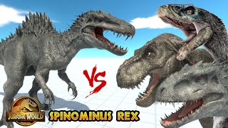 (HYBRID) SPINOMINUS REX V2.0 vs TREX, INDOMINUS, THERIZINOSAURUS - Animal Revolt Battle Simulator