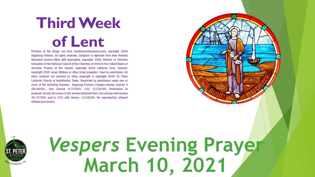 Vespers Evening Prayer 2021 03 10 - YouTube