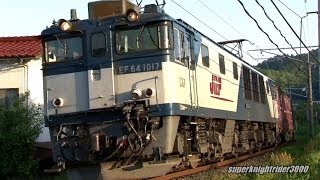 JR貨物 EF64 1017号機+コキ11B 貨物列車3082レ 米子→新見 2014.5