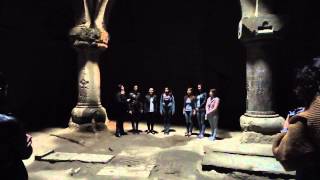 Impromptu concert of Armenian medieval spiritual music in Armenia's Geghard Monastery  May  2015