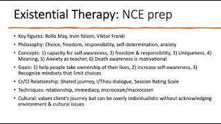Existential Therapy: NCE prep