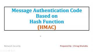 MAC Based on Hash Function | HMAC in network security
