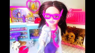 Barbie Chelsea Vet# Little Live Pets mama surprise mini # Unboxing # Playing