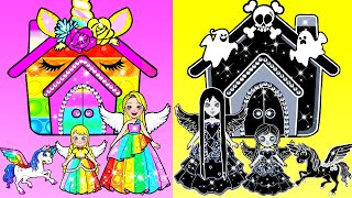 Paper Dolls Dress Up - POP IT Unicorn VS Black Ghost Dresses Paper Craft - Barbie Story & Crafts