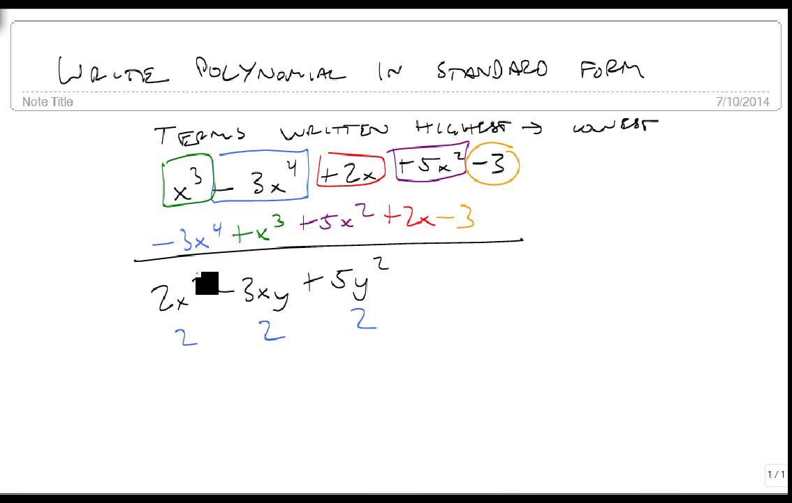 Write Polynomials In Standard Form - YouTube