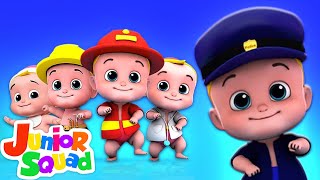 Five Little Babies Jumping On The Bed | Nursery Rhymes Songs For Kids By Junior Squad