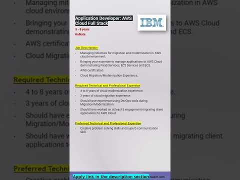 IBM AWS Cloud Full Stack Developer Cloud Migration Calcutta #shorts #ytshorts