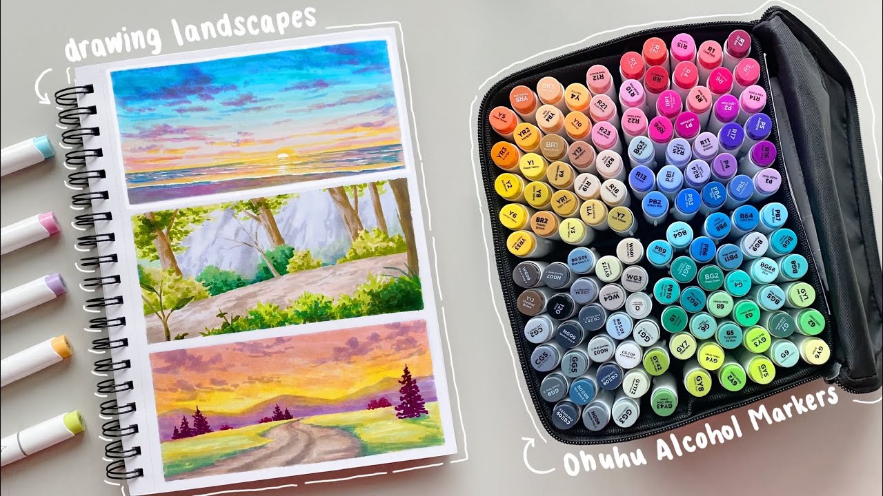 рџњ Drawing Landscapes Using Alcohol Markers рџњ Unboxing New Art Supplies