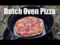 Campfire Pizza Cooked in a Dutch Oven.  Handmade Bread Dough.  Baker Tent.