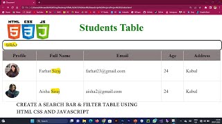 Create a Search Bar & Filter Table using JavaScript