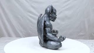 Ebros Medieval Gothic Horned Demonic Gargoyle With Wings in Yoga Meditation Figurine