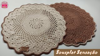 🔴 Sousplat Sensação - Pink Artes Croche by Rosana Recchia