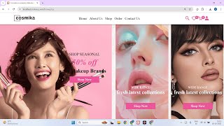 1.full stack makeup Shop Website using: HTML, CSS, JS, PHP & MySQL (full site) part one