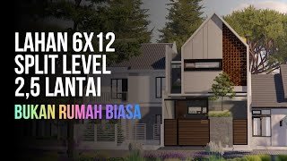 Desain RUMAH Split Level di kavling 6x12 Scandinavian Style