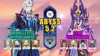 C0 Neuvillette Hypercarry \u0026 C0 Cyno Hyperbloom | Spiral Abyss 5.2 | Genshin Impact