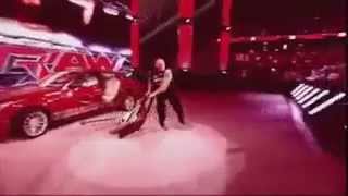 WWE Brock Lesnar Destroys J&J Security's Cadillac! #RAW 2015