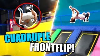 CUADRUPLE FRONTFLIP Y SALTOS EXTREMOS EN UN PARQUE DE CAMAS ELASTICAS (TRAMPOLINES)