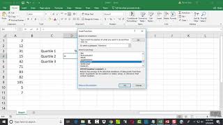Excel - Version 16 - Finding Quartiles from Data