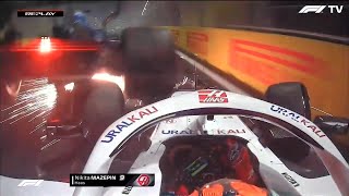 Nikita Mazepin Scary Crash at Race Restart - 2021 Saudi Arabia Grand Prix