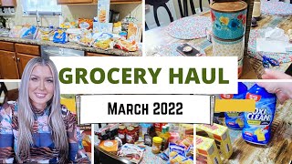 MONTHLY GROCERY HAUL ON A BUDGET | MARCH 2022 | SAMS COSTCO ALDI AND WALMART | HOTMESS MOMMA MD