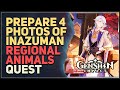 Prepare 4 photos of Inazuman regional animals Genshin Impact