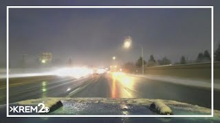 Latest road conditions on I-90 heading toward Spokane Valley