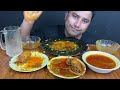 eating prawn curry mutton leg piece fish curry chicken leg piece curry u0026 eggs asmr mukbang